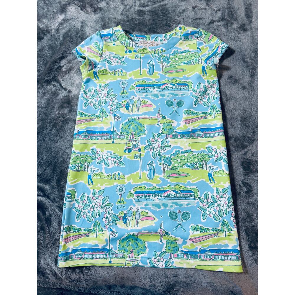 NWOT Kaeli‎ Smith Size Medium Girl Dress Short Sleeve Crew Neck Gold Tennis Club